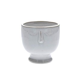 Gisela Graham Glazed Round Face Design Pot Cover, Large, White, 36617