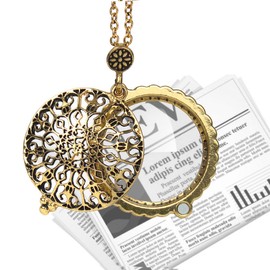 Andux Zone FDJXL-01 Women's Magnifying Glass Necklace 5X Magnifying Glass