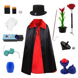 Ecloud Shop Magic Tricks Set for Children – Magic Coat Costume, Wand & Magic Props, Suitable for Children's Performances, Magic Cosplay 80 cm