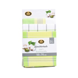 Gözze - Set of 3 Tea Towels, 100% Cotton, High Weight Material (260 g/m²), 50 x 70 cm - Green