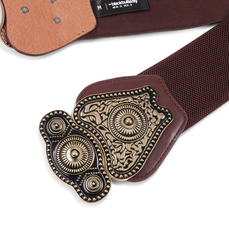 BlackButterfly Wide Elastic Stretch Vintage Antique Retro Buckle Belt (Dark