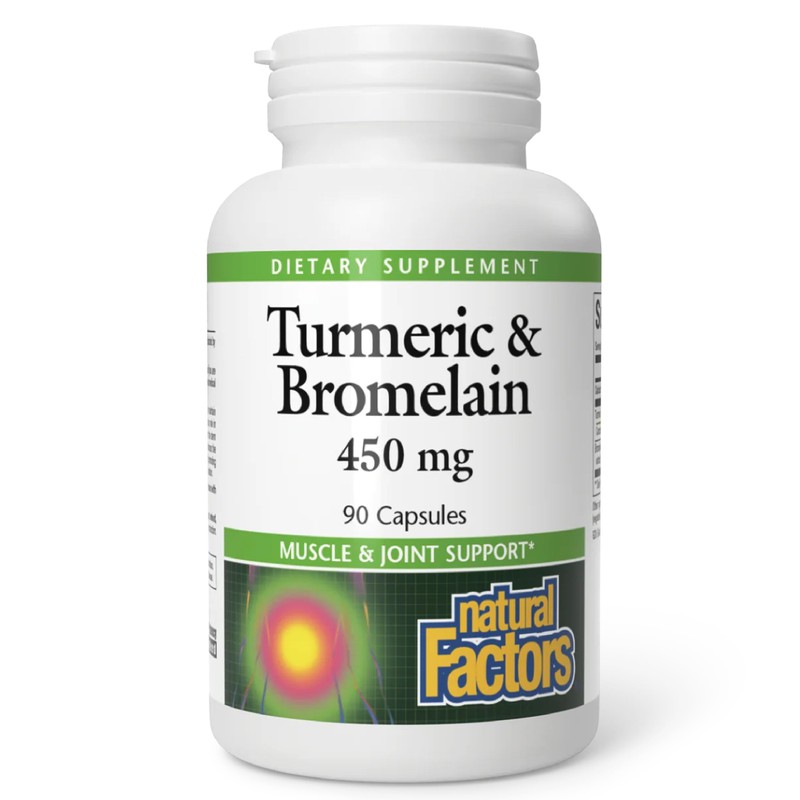 Natural Factors - Turmeric & Bromelain 450mg, Superior Standardized Extracts,