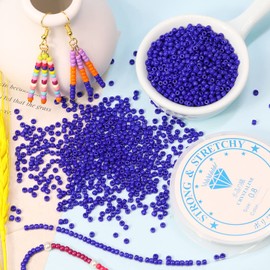 Bala&Fillic Opaque Dark Blue Colors 3mm Seed Beads About 3600pcs/100Grams in Bag, 8/0 Glass Craft Beads for Making Bracelet and Necklace (Dark Blue)
