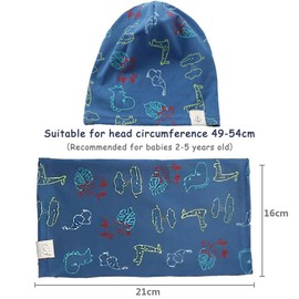 CYZJPRVN Boys' Beanie Hat, Loop Scarf Set, Children's Set of 2 Autumn Winter Lined Hat, 95% Cotton Hat Scarf Set, Easy Care Material, Knitted Hats for Autumn, Winter, Spring, blue