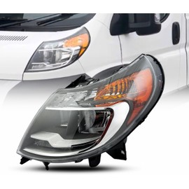 Headlight Replacement for Ram 2014-2022 Promaster Headlamp Assembly With DRL for 1500/2500/3500 Cargo Van Halogen Lamp Including Bulbs, Left/Driver Side, DOT&SAE, OEM: 68154589AK, CH2502291