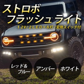 sakurawing Flash Light, Strobe LED 12V Kit, with Switch, Explosive Light, High Brightness, Car, Truck, Decorative, White
