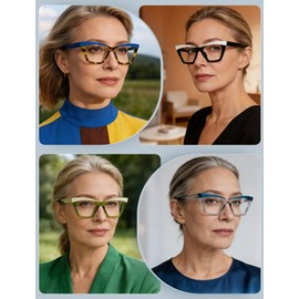 HEEYYOK 1.75 Reading Glasses for Women Colorful Blue Light Blocking Readers for Womens Cat Eye Oversized Cheaters Reading Ladies Large Frame Spring Hinge
