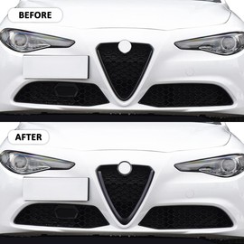 JONKOKO Car Front Grill Decoration Frame Trim 2Pcs for Alfa Romeo Stelvio 2017-2020 Auto Accessories (NOT Applicable for Giulia) (Matte Black)
