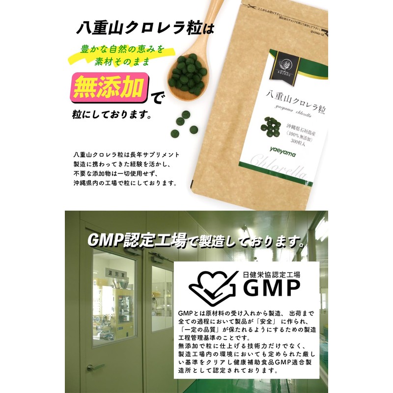 REIKO 八重山クロレラ クロレラ サプリ 300粒 八重山 1ヶ月分 パウチ 無添加 添加物不使用