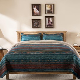 L'IRISDOM Bohemian Quilt Set Queen Size,3 Pieces Paisley Bedspread Coverlet Set, Microfiber Lightweight Boho Bedding Set for All Season 90"x96"