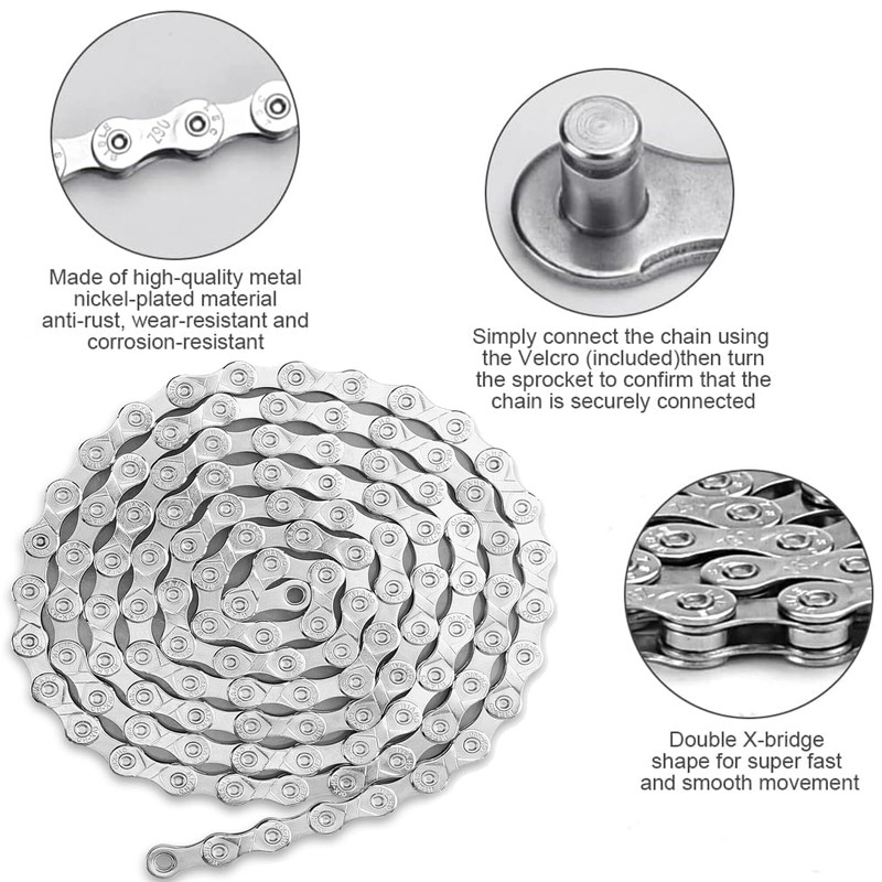 Bicycle Chain 9 Compartments Stainless Steel Single Speed Bicycle Chain