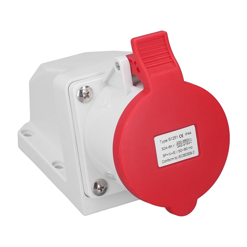 Industrial Connector Socket 32A 3P+N+E IP44 Waterproof Dustproof Surface Mounted