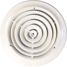 HBW 10" Round Ceiling Diffuser White Powder Coated with Outside Dimension of 14" Fitting in 10" Duct