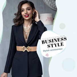 LXOrdora Stretchy Wide Belts for Women Elastic Waist Belts for Dresses Bling Pink Gold 95cm/37in