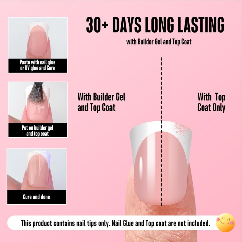 Duck Feet Nail Tips Short Round Extra Thick, Baby Pink