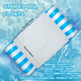 Behiruch Pack of 2 Air Mattress Pool, 4-in-1 Air Mattress, Water Hammock, Swimming Mat, Inflatable Pool Toy, Water Hammock with Net, Water Mattress, Pool Mattress for Adults Children