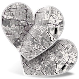 2 x Heart Stickers 15 cm - Houston Urban Street Map USA Fun Decals for Laptops,Tablets,Luggage,Scrap Booking,Fridges, 3365