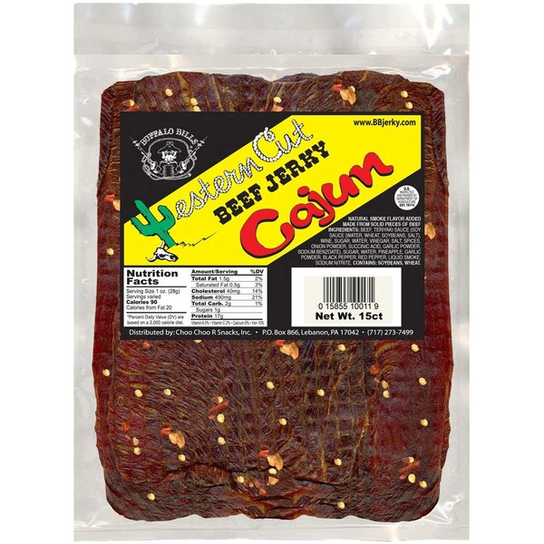 Buffalo Bills Cajun Western Cut Big Slab Beef Jerky (15 beef jerky slabs per bag)