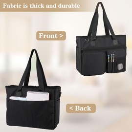 JABNOW Women's Large Teacher Bag, Work Bag with Many Compartments and Laptop Compartment, Portable Large Capacity Handbag, Handbag for Nurses, Teachers, Doctors (Black), black