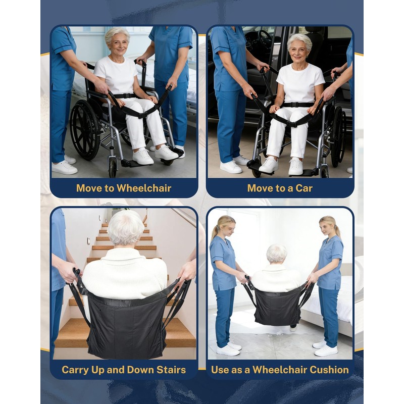 Wheelchair Transfer Sling, Patient Lift Sling with Handles, Portable Mobility