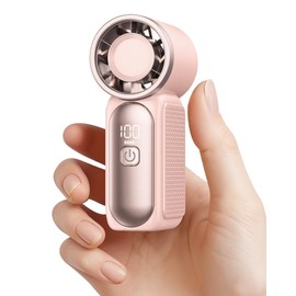 Gaiatop Portable Handheld Mini Fan, 6 Speeds 16900 RPM High Velocity Personal Fan with LED Display, USB Rechargeable, Mini Fan with Lanyard for Makeup, Travel, Outdoor, Gift for Women Girl, Pink