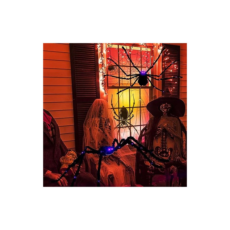 Decoración Halloween Araña Gigante 125 cm con Luz, Exterior e
