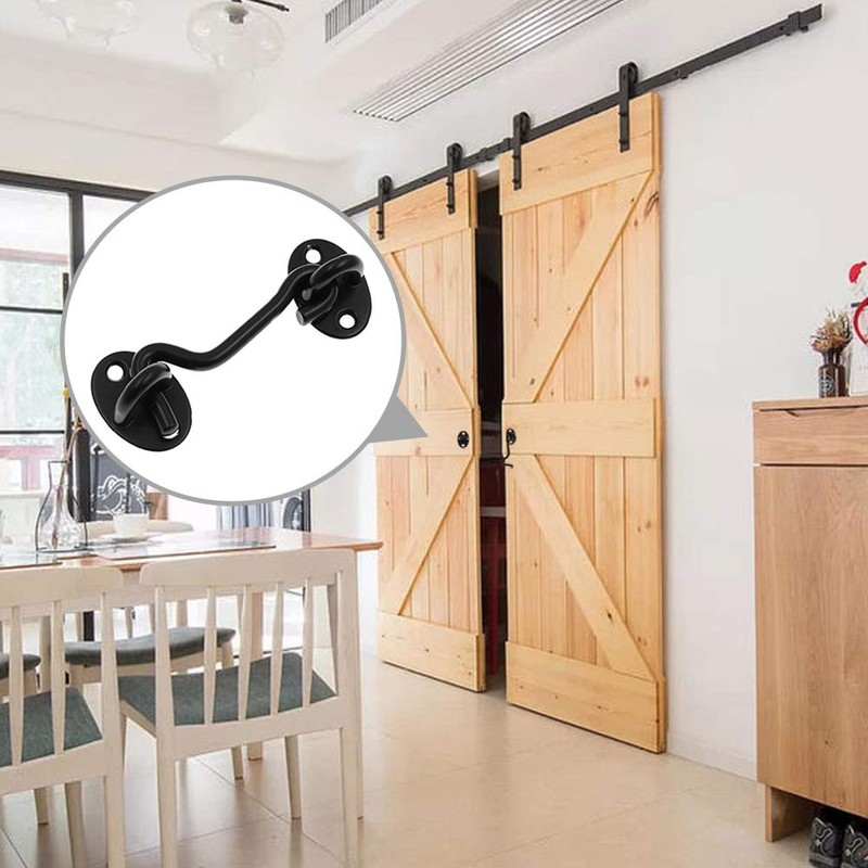 Jiozermi 3" Privacy Hook and Eye Latch, Black, 2pcs