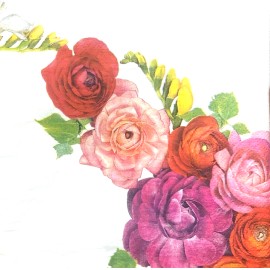 Decoupage Paper Luncheon Napkins Spring Flowers Pink Red Floral - Packs of 20