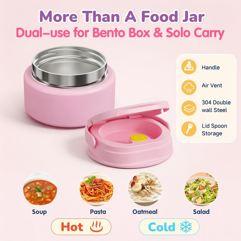 Bento Box for Kids,Leak-Proof Lunch Container with 9oz Insulated Food