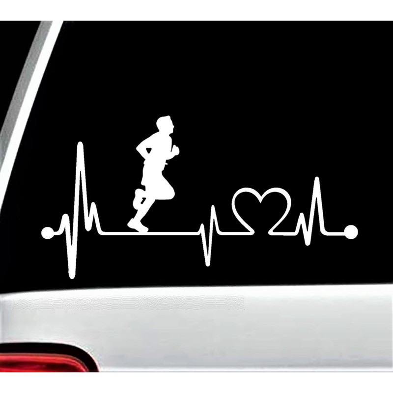 Run Guy Heartbeat Lifeline Decal for Car Window BGK1009