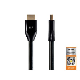 Monoprice 4K Certified Premium High Speed HDMI Cable - 4K60Hz, 18Gbps, HDR, 20ft, Black