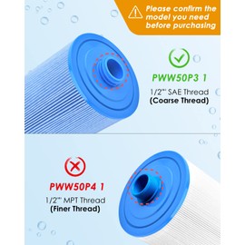 PACETAP Spa Filter Replacement for Pleatco PWW50P3, Unicel 6CH-940, Filbur FC-0359, Waterways 817-0050, 2 Pack 1 1/2" Coarse Thread Spa Hot Tub Filter for Waterway Vita Aber, Viking (Premium Blue)