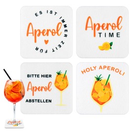 Aperol Coasters, Pack of 4 Funny Drink Coasters with Sayings, Aperoli Gift for Aperol Lovers, Aperol Table Decoration for Cocktail Drinking Glasses