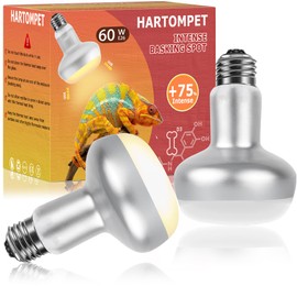 HARTOMPET 60W Intense Basking Spot Lamp – UVA Daylight Heat Bulb for Reptiles and Amphibians, Simulates Natural Sunrise and Sunset, Ideal for Bearded Dragons, Snakes, Lizards & Chicks | 2 Pack
