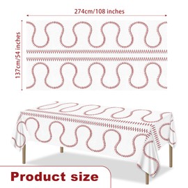 BOXOB 4pcs Baseball Tablecloths, 108x54 Inch Waterproof Sports Table Cloth Plastic Rectangle Sport Event Table Cover Runner Decors for Baseball Party Decorations Game Day Supplies