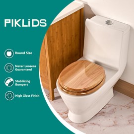 Toilet Seat, Oak Wood, Solid Wood, High Gloss Finish, PIKLiDS (Round)