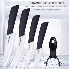 Beolee.Dan Ceramic Knife Set,ceramic knifes Kitchen Supplies Ceramic Knife 5-piece Set, Black Ceramic Knife 3-inch, 4-inch, 5-inch, 6-inch Black and Peeling Knife