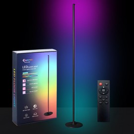 wooaismart Floor Lamp, RGB LED Corner Lamp, 16 Million DIY Colors, Music Sync, Compatible with Alexa, App & Remote Control, Color Changing Standing Lamp for Bedroom Living Room, 4.4 Feet Tall, 18W