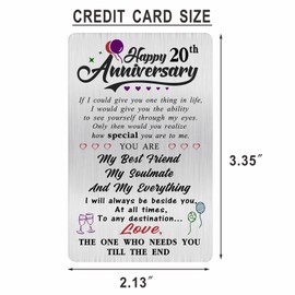 Alotozo 20 Year Wedding Anniversary Card - Happy 20th Wedding Anniversary Cards Gifts for Husband Wife - 20 Years Anniversary Card for Him Her