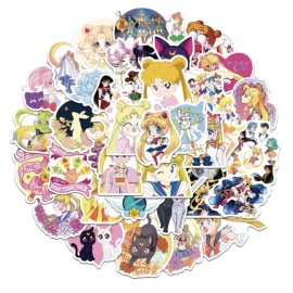 Bandai Sailor Moon Stickers 50 Pcs Vinyl For Tumbler Car Decals, Sailormoon - US SELLER
