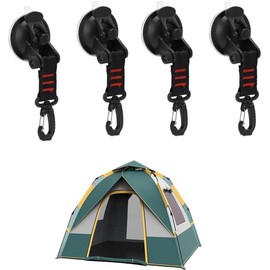 KOMUNJ Pack of 4 Suction Cup Hooks Camping with Attachment, Suction Cup Camping Set, for Camping, Motorhome, Workshop, Multifunctional Suction Cup Hook