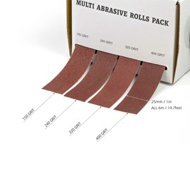FLJHAYDMJ Sandpaper Roll，Emery Cloth Roll,150 240 320 400 Grits，Each Roll 1 Inch Wide and 19.7 Feet Long in Box, Suitable for Household Rust Removal, Woodworking and Metal Polishing