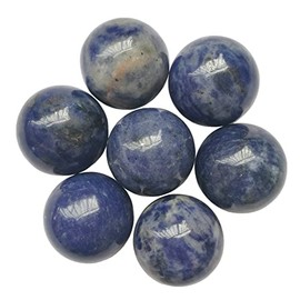 Manekieko 7 Pcs Natural Sodalite 2cm Crystal Sphere Ball Set,Feng Shui Chakra Aura Home Desk Decor Decorative Collection