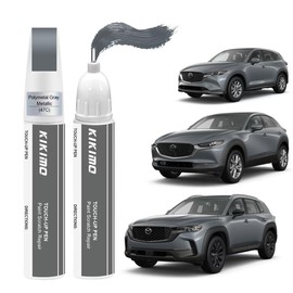 KIKIMO for Mazda Touch Up Paint(Polymetal Gray Metallic(47C)), Car Paint Repair Kit for Mazda, 2 In 1 Scratches Repair with Pen Tip and Brush, Color-Matched for Quick & Easy Fix