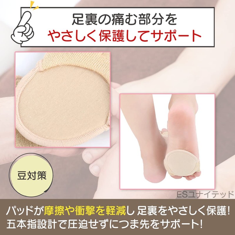 足裏保護パッド 足裏クッション サポーター 中足骨 外反母趾 種子骨保護 足の痛み 靴ずれ 左右セット (ブラック)