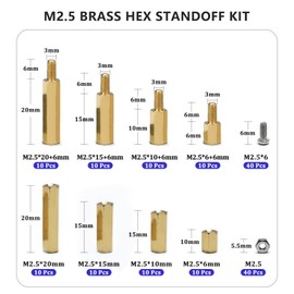 M2.5 Hex Standoff Spacers Nuts Screws Kit,160 Pcs M2.5 Male Female Metric Thread Mount Spacer Screw Nut Bolt Motherboard Spacer Accessories for PCB, Desktop Computers Circuit Board Assortment Kit