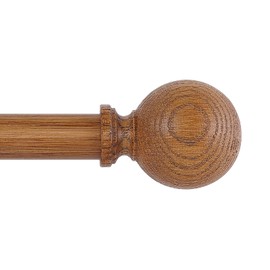 HTZON Brown Wood Grain Ball Adjustable Curtain Rods, 36-88" Heavy Duty, Farmhouse Rustic Single Window Curtain Rods, Indoor/Outdoor, Iron with Imitation Wood Grain Finish