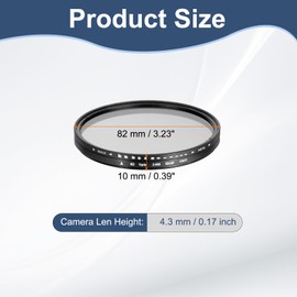 PATIKIL 82mm ND Filter, Variable ND Lens ND2-ND400 Adjustable Neutral Density Filter Slim Optical Glass with Cap for Camera Lens Video Vlog Portrait Photography, Black