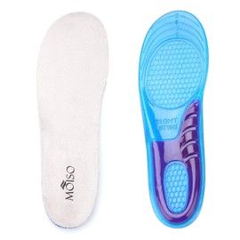 MOISO Gel Comfort Massage Insoles with Orthotic Arch Support for Walking and Running Insoles for Men and Women Blue