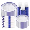 SUT 350 Pcs Blue and Clear Plastic Dinnerware Set for